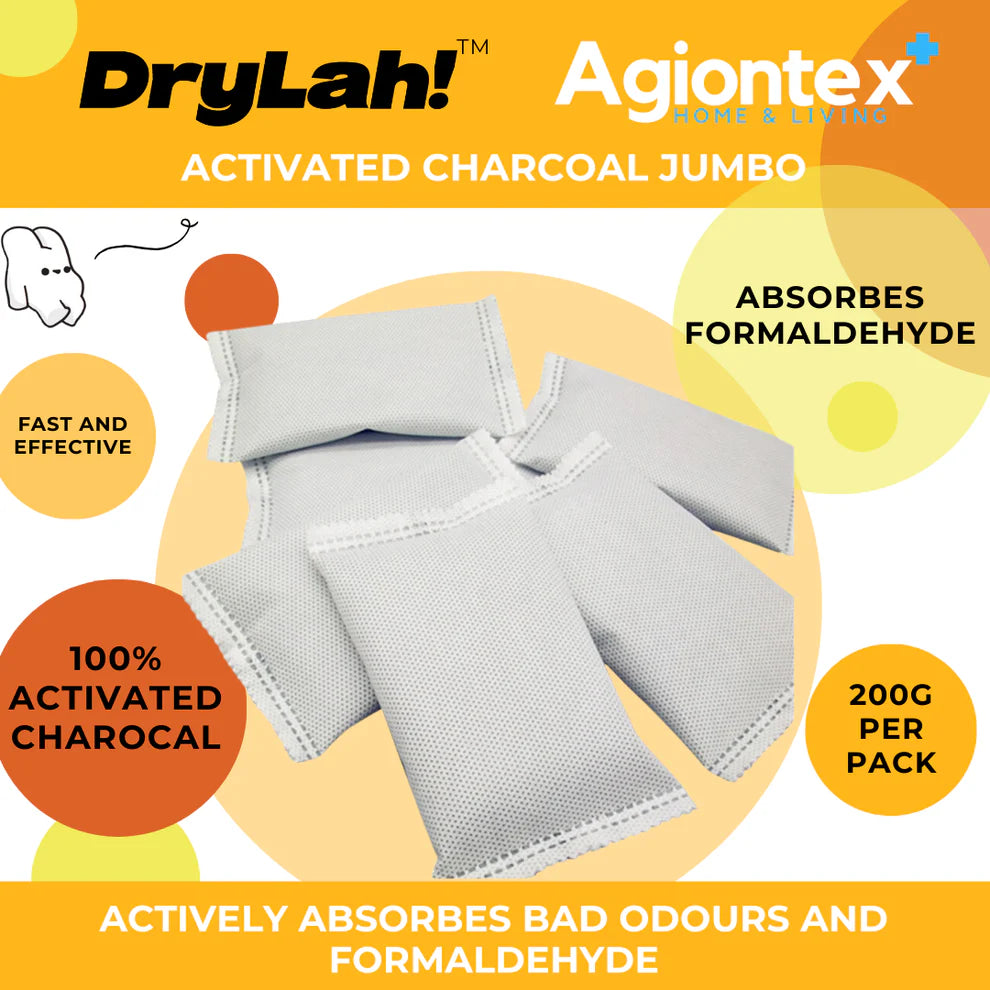 DryLah! JUMBO 200G Activated Charoal Odour Absorber (5 pcs) High performance Air Purifying Non Toxic