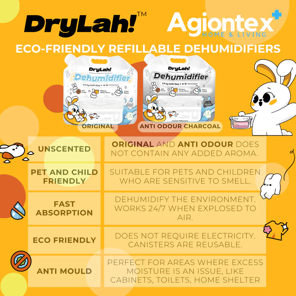 DryLah! Refillable Eco-Friendly Moisture Absorber (Family Bundle) | Sustainable PATENT CONTAINERS