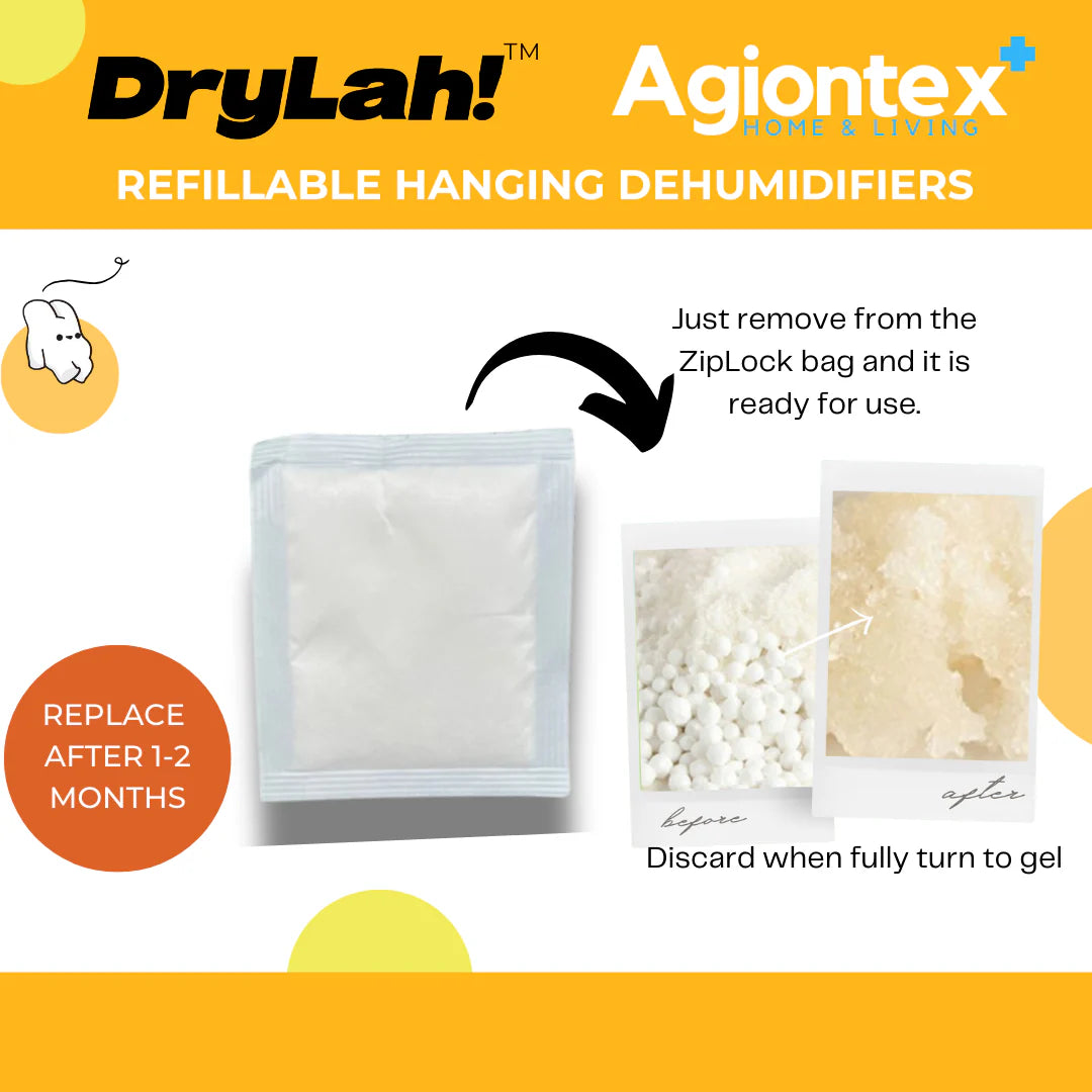 DryLah! Gel Dehumidifier Moisture Absorber Pouch Dehumidifier Sachet (10 pcs)Absorbs up to 1.5X wt