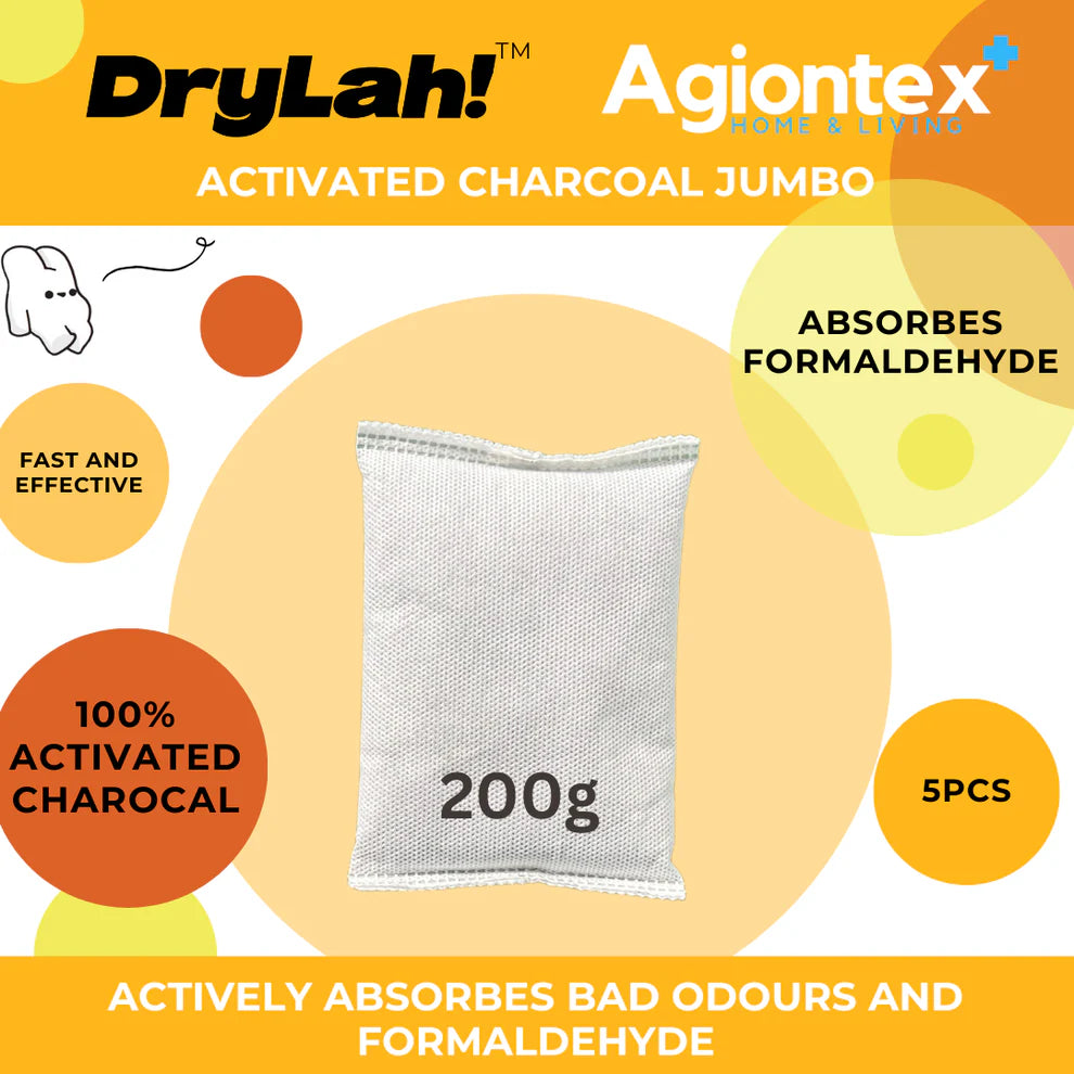 DryLah! JUMBO 200G Activated Charoal Odour Absorber (5 pcs) High performance Air Purifying Non Toxic