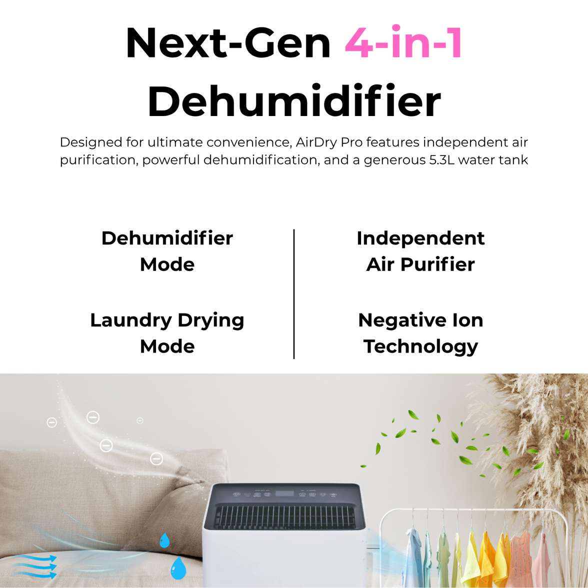 AIRDRY Smart Pro 25L 4-in-1 Dehumidifier + Air Purifier