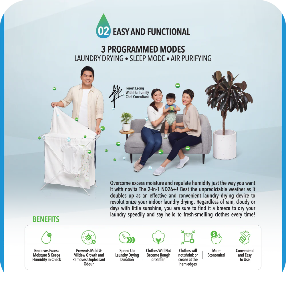 Novita Dehumidifier + Air Purifier 2-In-1 ND 26+