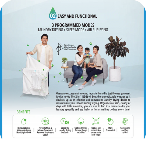 Novita Dehumidifier + Air Purifier 2-In-1 ND 26+