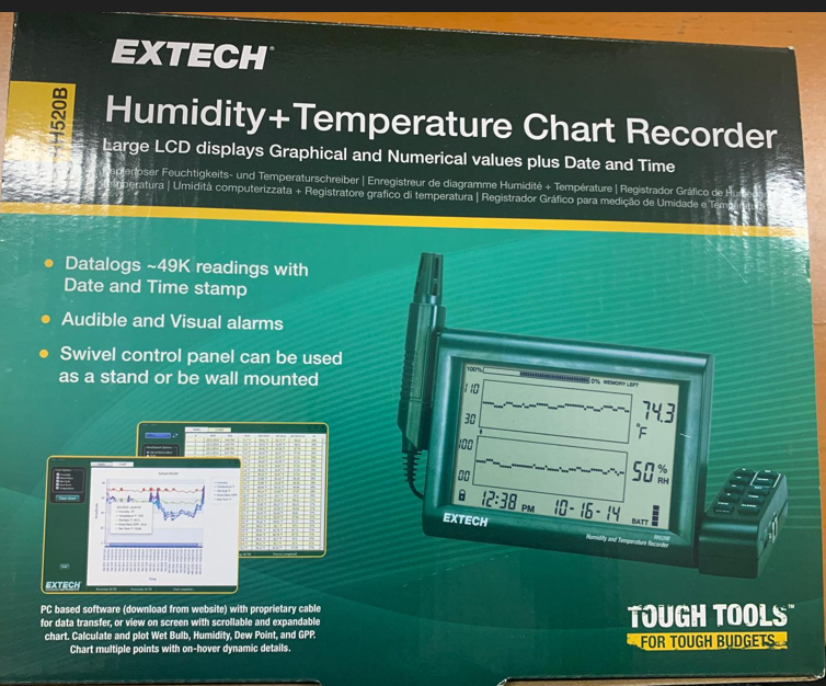 Extech Instruments Humidity EXTECH RH520B Humidity + Temperature Chart Recorder
