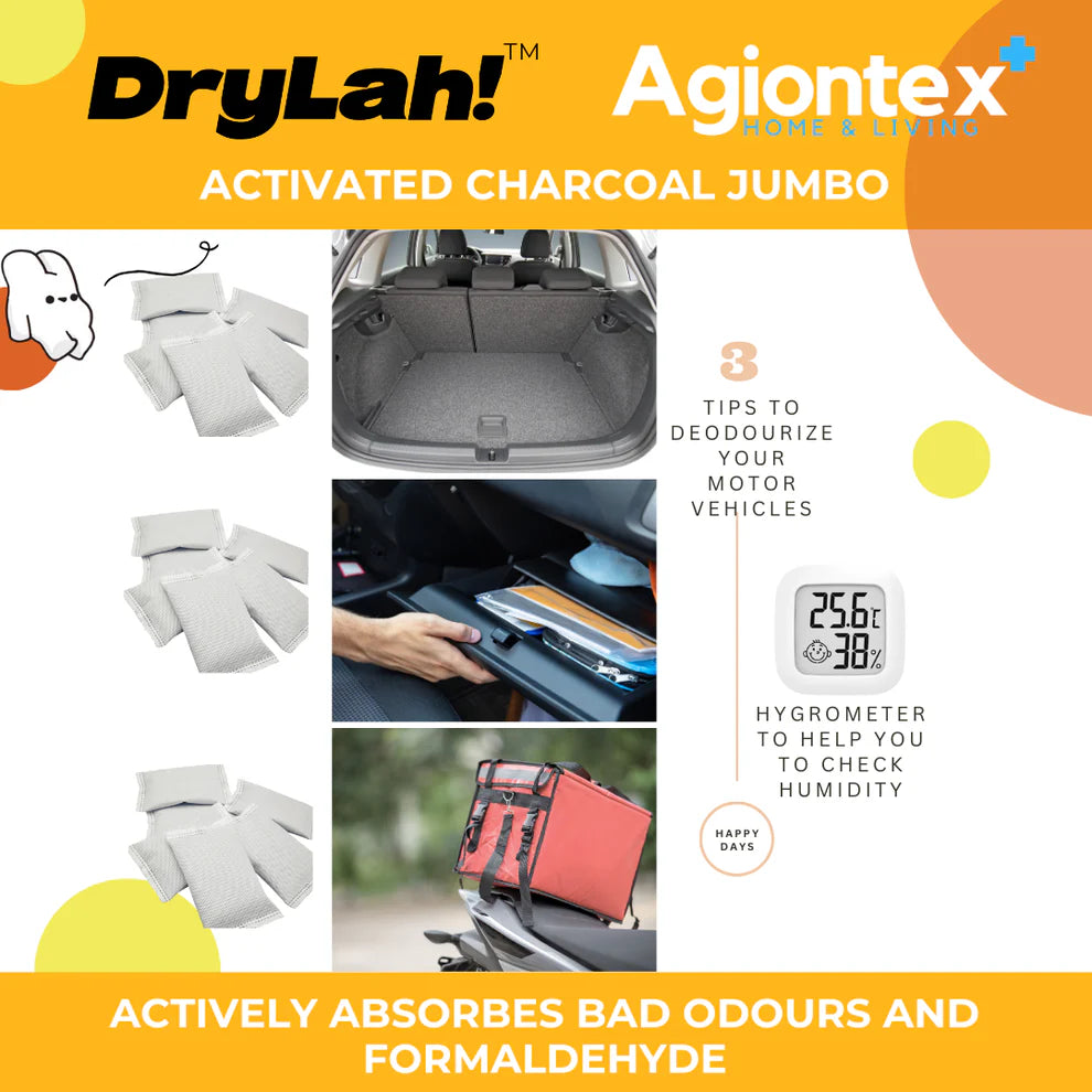 DryLah! JUMBO 200G Activated Charoal Odour Absorber (5 pcs) High performance Air Purifying Non Toxic