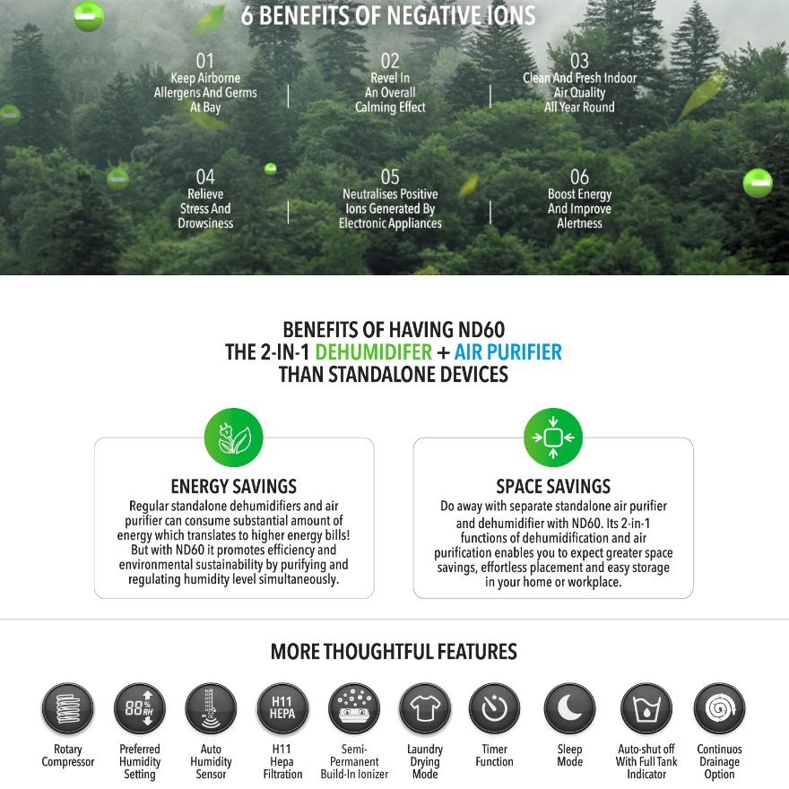 Novita Dehumidifier + Air Purifier 2-In-1 ND 60+